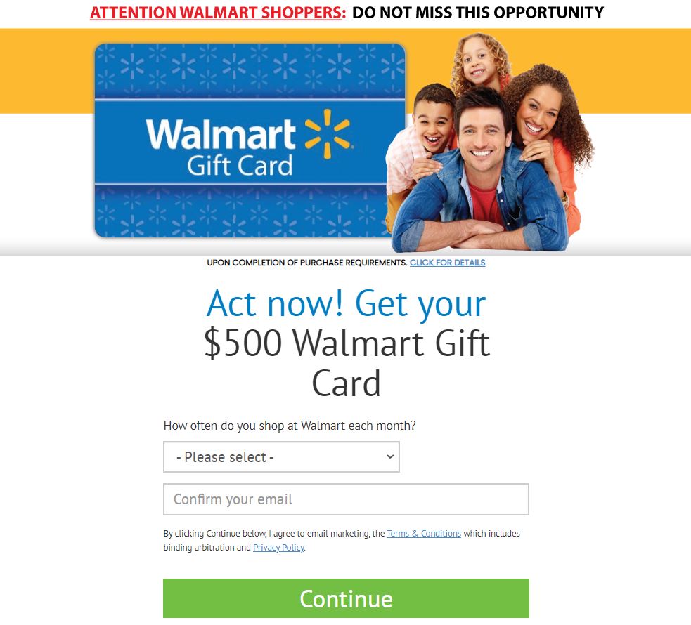 Act now! Get your $500 Walmart Gift Card